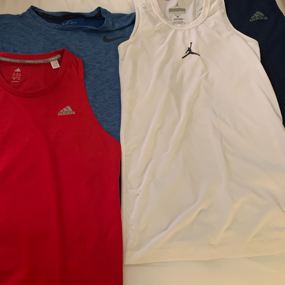 Lot of 4 Men’s Large Tanks Nike Dri Fit Jordan Adidas